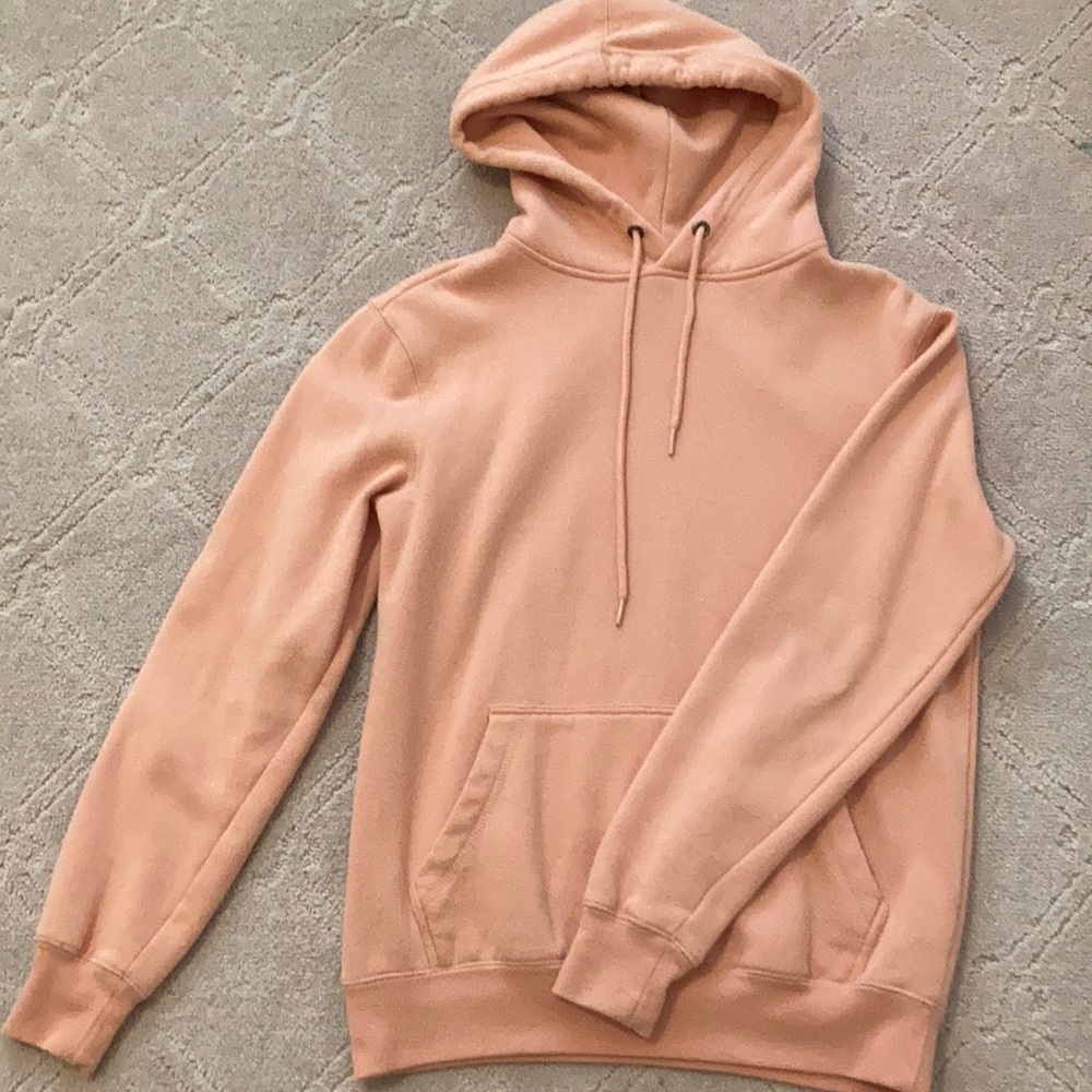 blue notes peach pink hoodie.